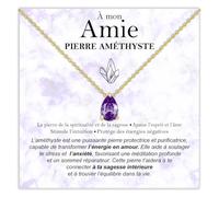 Bramart Collier Amie Pierre Améthyste Cadeaux pour elle Idée Cadeau pour meilleures amies Argent Or Noël Anniversaire Motivant - Coffret avec DÉDICACE incluse (Pierre Améthyste Amie Or)