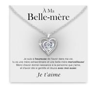 Bramart Collier Belle-Mère Femme avec Pierre de Zirconium Cubique et Finition en Or Argent Idée Cadeau Anniversaire Noël pour elle belles-mères idées cadeaux - Coffret avec DÉDICACE inclus