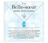 Bramart Collier Belle-sœur Pierre Aigue-marine Cadeaux pour elle Idée belles-sœurs Argent Or Noël Anniversaire Motivant - Coffret avec DÉDICACE incluse (Pierre Aigue-marine Belle-sœur argent)