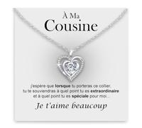 Bramart Collier Cousine Femme avec Pierre de Zirconium Cubique et Finition en Or Argent Idée Cadeau Anniversaire Noël pour elle cousines idées cadeaux - Coffret avec DÉDICACE inclus.