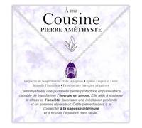 Bramart Collier Cousine Pierre Améthyste Cadeaux pour elle Idée Cadeau pour cousines Argent Or Noël Anniversaire Motivant - Coffret avec DÉDICACE incluse