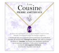 Bramart Collier Cousine Pierre Améthyste Cadeaux pour elle Idée Cadeau pour cousines Argent Or Noël Anniversaire Motivant - Coffret avec DÉDICACE incluse (Pierre Améthyste Cousine Or)
