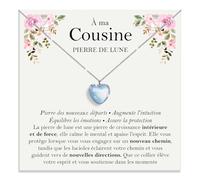 Bramart Collier Cousine Pierre de Lune Cadeaux pour elle en Argent Sterling 925 Idée Cadeau pour Noël Anniversaire Colliers cousines - Coffret DÉDICACE inclus (Collier Cousine Pierre de Lune)