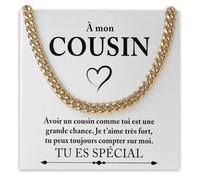 Bramart Collier Cubain Homme À mon Cousin idée cadeau anniversaire - Idées Cadeaux pour lui Cousins Noël Fête Anniversaire - Coffret avec DÉDICACE inclus (Collier Cousin 3)
