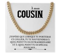 Bramart Collier Cubain Homme À mon Cousin idée cadeau anniversaire - Idées Cadeaux pour lui Cousins Noël Fête Anniversaire - Coffret avec DÉDICACE inclus (Collier Cousin 2)