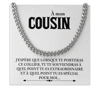 Bramart Collier Cubain Homme À mon Cousin idée cadeau anniversaire - Idées Cadeaux pour lui Cousins Noël Fête Anniversaire - Coffret avec DÉDICACE inclus (Collier Cousin 1)