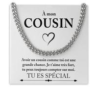 Bramart Collier Cubain Homme À mon Cousin idée cadeau anniversaire - Idées Cadeaux pour lui Cousins Noël Fête Anniversaire - Coffret avec DÉDICACE inclus (Collier Cousin)