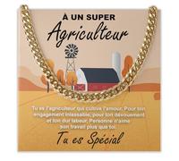Bramart Collier Cubain Homme Agriculteur idée cadeau anniversaire Idées Cadeaux pour lui Noël Fête des Pères Accessoires set Agriculteurs - Coffret avec DÉDICACE inclus (Collier Homme Agriculteur 1)