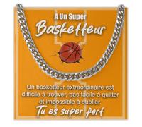 Bramart Collier Cubain Homme Basketteur Idée Cadeau Anniversaire - Idées Cadeaux pour lui Noël Fête, Événement Accessoires Match pour Basketteurs - Coffret avec DÉDICACE inclus (Collier Basketteur)
