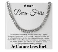 Bramart Collier Cubain Homme Beau-Frère Je t’aime énormément - Idées Cadeaux pour lui pour Noël anniversaire beaux-frères - Coffret avec DÉDICACE inclus (Collier Beau-Frère)