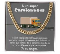 Bramart Collier Cubain Homme Chauffeur Routier idée cadeau anniversaire Idées Cadeaux pour lui Noël Fête des Pères Accessoires gadgets Routiers - Coffret avec DÉDICACE inclus (Chauffeur Routier 1)