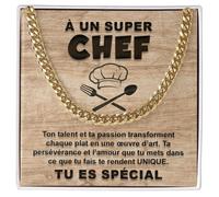 Bramart Collier Cubain Homme Cuisinier idée cadeau Anniversaire Idées Cadeaux pour lui Noël Fête des Pères Gadgets et Sets pour Chefs - Coffret avec DÉDICACE inclus (Collier Chef 3)