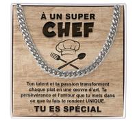Bramart Collier Cubain Homme Cuisinier idée cadeau Anniversaire Idées Cadeaux pour lui Noël Fête des Pères Gadgets et Sets pour Chefs - Coffret avec DÉDICACE inclus (Collier Chef 2)