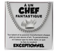 Bramart Collier Cubain Homme Cuisinier idée cadeau Anniversaire Idées Cadeaux pour lui Noël Fête des Pères Gadgets et Sets pour Chefs - Coffret avec DÉDICACE inclus (Collier Chef)