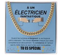 Bramart Collier Cubain Homme Électricien idée cadeau anniversaire Idées Cadeaux pour lui Noël Fête des Pères Coffret Outils Électricien - Coffret avec DÉDICACE incluse (Collier Électricien 2)