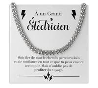 Bramart Collier Cubain Homme Électricien idée cadeau anniversaire Idées Cadeaux pour lui Noël Fête des Pères Coffret Outils Électricien - Coffret avec DÉDICACE incluse (Collier Électricien 1)