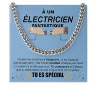 Bramart Collier Cubain Homme Électricien idée cadeau anniversaire Idées Cadeaux pour lui Noël Fête des Pères Coffret Outils Électricien - Coffret avec DÉDICACE incluse (Collier Électricien)