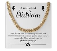 Bramart Collier Cubain Homme Électricien idée cadeau anniversaire Idées Cadeaux pour lui Noël Fête des Pères Coffret Outils Électricien - Coffret avec DÉDICACE incluse (Collier Électricien 3)