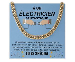Bramart Collier Cubain Homme Électricien idée cadeau anniversaire Idées Cadeaux pour lui Noël Fête des Pères Coffret Outils Électricien - Coffret avec DÉDICACE incluse (Collier Électricien 2)