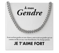 Bramart Collier Cubain Homme Gendre idée cadeau anniversaire Idées Cadeaux pour lui Noël Fête d’Anniversaire - Coffret avec DÉDICACE inclus (Collier Gendre)