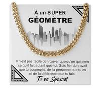 Bramart Collier Cubain Homme Géomètre idée cadeau anniversaire Idées Cadeaux pour lui Noël Fête des Pères Accessoires gadgets Géomètres - Coffret avec DÉDICACE inclus (Collier Géomètre 1)