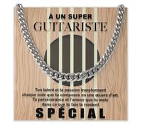 Bramart Collier Cubain Homme Guitariste idée cadeau anniversaire - Idées Cadeaux pour lui Noël Fête des Pères - Accessoires Guitaristes - Coffret avec DÉDICACE inclus (Collier Guitariste)