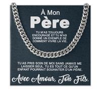 Bramart Collier Cubain Homme Papa Idée Cadeau Anniversaire - Idées Cadeaux pour lui Noël Fête des pères - Coffret avec DÉDICACE inclus (à mon père 1)