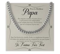 Bramart Collier Cubain Homme Papa Idée Cadeau Anniversaire - Idées Cadeaux pour lui Noël Fête des pères - Coffret avec DÉDICACE inclus (à mon père 4)