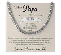 Bramart Collier Cubain Homme Papa Idée Cadeau Anniversaire - Idées Cadeaux pour lui Noël Fête des pères - Coffret avec DÉDICACE inclus (à mon père 5)