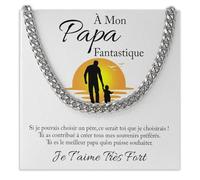 Bramart Collier Cubain Homme Papa Idée Cadeau Anniversaire - Idées Cadeaux pour lui Noël Fête des pères - Coffret avec DÉDICACE inclus (à mon père 3)