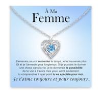 Bramart Collier Épouse ou Fiancée avec Pierre de Zirconium Cubique et Finition en Or Argent Idée Cadeau Anniversaire Noël pour elle Anniversaire St Valentin - Coffret avec DÉDICACE inclus.