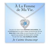 Bramart Collier Épouse ou Fiancée avec Pierre de Zirconium Cubique et Finition en Or Argent Idée Cadeau Anniversaire Noël pour elle Anniversaire St Valentin - Coffret avec DÉDICACE inclus.