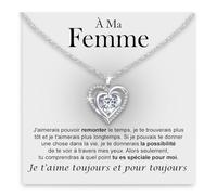 Bramart Collier Épouse ou Fiancée avec Pierre de Zirconium Cubique et Finition en Or Argent Idée Cadeau Anniversaire Noël pour elle Anniversaire St Valentin - Coffret avec DÉDICACE inclus.