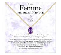Bramart Collier Épouse Petite amie Pierre Améthyste Cadeaux pour elle Idée Cadeau pour Épouses Argent Or Noël Anniversaire Saint-Valentin - Coffret avec DÉDICACE incluse