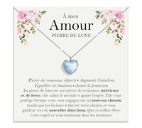 Bramart Collier Épouse Pierre de Lune Cadeaux pour elle en Argent Sterling 925 Idée Cadeau pour Noël Anniversaire Colliers épouses fiancées - Coffret DÉDICACE inclus (Collier Amour Pierre de Lune)