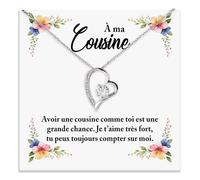 Bramart Collier Femme À ma Cousine Idée cadeau pour elle Finition Argent, Or Bijou Anniversaire Idées Cadeaux Pendentif - Coffret avec DÉDICACE inclus (Collier Femme Cousine 1)
