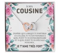 Bramart Collier Femme À ma Cousine Idée cadeau pour elle Finition Argent, Or Bijou Anniversaire Idées Cadeaux Pendentif - Coffret avec DÉDICACE inclus (Collier Femme Cousine)