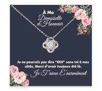 Bramart Collier Femme À ma Demoiselle d’Honneur Je t’aime Énormément Finition Argent, Or Idée Cadeau pour Elle Anniversaire, Noël - Coffret avec DÉDICACE incluse (demoiselle d'honneur 1)