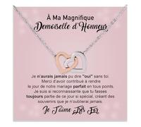 Bramart Collier Femme À ma Demoiselle d’Honneur Je t’aime Énormément Finition Argent, Or Idée Cadeau pour Elle Anniversaire, Noël - Coffret avec DÉDICACE incluse (demoiselle d'honneur 2)