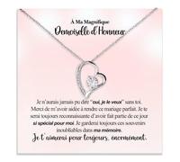 Bramart Collier Femme À ma Demoiselle d’Honneur Je t’aime Énormément Finition Argent, Or Idée Cadeau pour Elle Anniversaire, Noël - Coffret avec DÉDICACE incluse (demoiselle d'honneur)