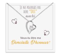 Bramart Collier Femme À ma Demoiselle Je t’aime jusqu’à la lune Finition Argent, Or Idées Cadeaux pour elle Anniversaire, Noël - Coffret avec DÉDICACE inclus (Collier Demoiselle)