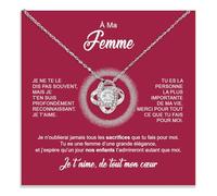 Bramart Collier Femme À Ma Femme Idée Cadeau pour Elle Finition Argent Or Bijou Anniversaire de Mariage Idées Cadeaux Pendentif - Coffret avec DÉDICACE incluse (À ma femme 1)