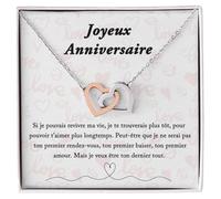 Bramart Collier Femme À Ma Femme Idée Cadeau pour Elle Finition Argent Or Bijou Anniversaire de Mariage Idées Cadeaux Pendentif - Coffret avec DÉDICACE incluse (Joyeux anniversaire 1)