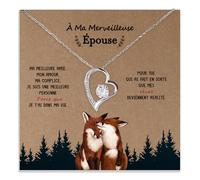 Bramart Collier Femme À Ma Femme Idée Cadeau pour Elle Finition Argent Or Bijou Anniversaire de Mariage Idées Cadeaux Pendentif - Coffret avec DÉDICACE incluse (épouse)