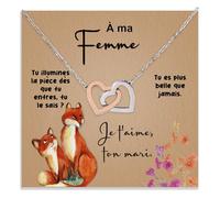 Bramart Collier Femme À Ma Femme Idée Cadeau pour Elle Finition Argent Or Bijou Anniversaire de Mariage Idées Cadeaux Pendentif - Coffret avec DÉDICACE incluse (À ma femme)
