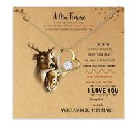 Bramart Collier Femme À Ma Femme Idée Cadeau pour Elle Finition Argent Or Bijou Anniversaire de Mariage Idées Cadeaux Pendentif - Coffret avec DÉDICACE incluse (À ma femme 3)