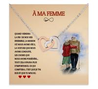 Bramart Collier Femme À Ma Femme Idée Cadeau pour Elle Finition Argent Or Bijou Anniversaire de Mariage Idées Cadeaux Pendentif - Coffret avec DÉDICACE incluse (À ma femme 10)