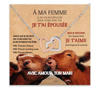 Bramart Collier Femme À Ma Femme Idée Cadeau pour Elle Finition Argent Or Bijou Anniversaire de Mariage Idées Cadeaux Pendentif - Coffret avec DÉDICACE incluse (À ma femme 7)