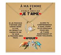 Bramart Collier Femme À Ma Femme Idée Cadeau pour Elle Finition Argent Or Bijou Anniversaire de Mariage Idées Cadeaux Pendentif - Coffret avec DÉDICACE incluse (À ma femme 9)