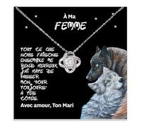 Bramart Collier Femme À Ma Femme Idée Cadeau pour Elle Finition Argent Or Bijou Anniversaire de Mariage Idées Cadeaux Pendentif - Coffret avec DÉDICACE incluse (À ma femme 4)